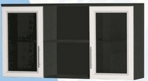 Антресоль большая с двумя стеклодверями ДЛЯ ГОСТИНОЙ АБС-2 Венге/Дуб выбеленный в Новоалтайске - novoaltajsk.katalogmebeli.com | фото