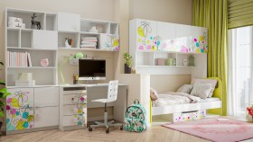 Детская комната Флер (Белый/корпус Выбеленное дерево) в Новоалтайске - novoaltajsk.katalogmebeli.com | фото 2