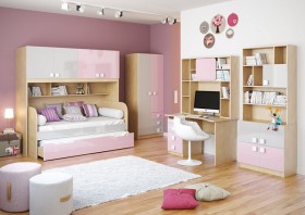 Детская комната Грэйси (Розовый/Серый/корпус Клен) в Новоалтайске - novoaltajsk.katalogmebeli.com | фото 2