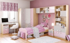 Детская комната Грэйси (Розовый/Серый/корпус Клен) в Новоалтайске - novoaltajsk.katalogmebeli.com | фото 3
