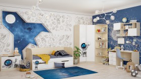 Детская комната Санни (Белый/корпус Клен) в Новоалтайске - novoaltajsk.katalogmebeli.com | фото 2