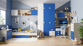 Детская комната Скай (Синий/Белый/корпус Клен) в Новоалтайске - novoaltajsk.katalogmebeli.com | фото