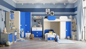Детская комната Скай Люкс (Синий/Белый/корпус Клен) в Новоалтайске - novoaltajsk.katalogmebeli.com | фото 7