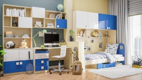 Детская комната Скай Люкс (Синий/Белый/корпус Клен) в Новоалтайске - novoaltajsk.katalogmebeli.com | фото 9
