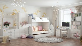 Детская комната Совушки (Белый/корпус Выбеленное дерево) в Новоалтайске - novoaltajsk.katalogmebeli.com | фото 3