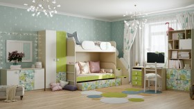 Детская комната Твит (Белый/Зеленый/корпус Клен) в Новоалтайске - novoaltajsk.katalogmebeli.com | фото 4