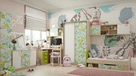 Детская комната Твит (Белый/Зеленый/корпус Клен) в Новоалтайске - novoaltajsk.katalogmebeli.com | фото