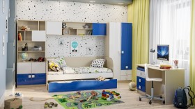 Диван-кровать Скай люкс (Синий/Белый/корпус Клен) в Новоалтайске - novoaltajsk.katalogmebeli.com | фото 2