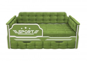 Кровать 160 серии Спорт 2 ящика 76 Зелёный (мягкие боковые накладки) в Новоалтайске - novoaltajsk.katalogmebeli.com | фото