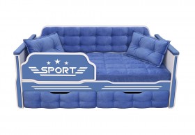 Кровать 160 серии Спорт 2 ящика 85 Синий (подушки) в Новоалтайске - novoaltajsk.katalogmebeli.com | фото