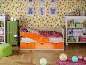 Кровать Бабочки 1,6м (Оранжевый металлик) в Новоалтайске - novoaltajsk.katalogmebeli.com | фото