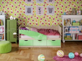 Кровать Бабочки 1,6м (Салатовый металлик) в Новоалтайске - novoaltajsk.katalogmebeli.com | фото