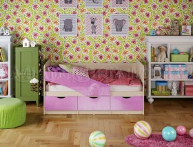 Кровать Бабочки 1,6м (Сиреневый металлик) в Новоалтайске - novoaltajsk.katalogmebeli.com | фото