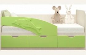 Кровать детская 1,6м Дельфин (Салатовый металлик) в Новоалтайске - novoaltajsk.katalogmebeli.com | фото 1