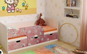 Кровать детская Минима Лего 1,86м с ящиками (дуб атланта/лиловый сад) в Новоалтайске - novoaltajsk.katalogmebeli.com | фото 4