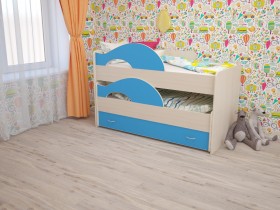 Кровать детская Радуга 1600 Млечный дуб/Голубой в Новоалтайске - novoaltajsk.katalogmebeli.com | фото