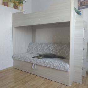 Кровать двухъярусная с диваном (Беленый дуб) в Новоалтайске - novoaltajsk.katalogmebeli.com | фото