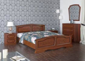 Кровать Елена из массива сосны 1600*2000 Орех в Новоалтайске - novoaltajsk.katalogmebeli.com | фото