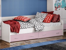 Кровать Fashion-1 Вега 0,9 м (Белый/Розовый) в Новоалтайске - novoaltajsk.katalogmebeli.com | фото 1