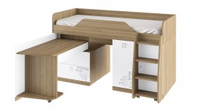 Кровать комбинированная «Оксфорд» (Ривьера/Белый с рисунком) в Новоалтайске - novoaltajsk.katalogmebeli.com | фото 3