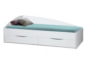 Кровать одинарная "Фея - 3" (асимметричная) (2000х900) New/(белый / белый / ДВПО белый) в Новоалтайске - novoaltajsk.katalogmebeli.com | фото