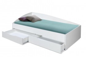 Кровать одинарная "Фея - 3" (асимметричная) (2000х900) New/(белый / белый / ДВПО белый) в Новоалтайске - novoaltajsk.katalogmebeli.com | фото 3