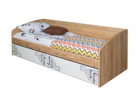 Кровать с 2 ящиками «Оксфорд» (Ривьера/Белый с рисунком) в Новоалтайске - novoaltajsk.katalogmebeli.com | фото 3