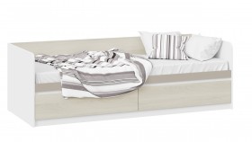 Кровать «Сканди» с 2 ящиками Дуб Гарден/Белый/Глиняный серый в Новоалтайске - novoaltajsk.katalogmebeli.com | фото