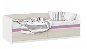 Кровать «Сканди» с 2 ящиками Дуб Гарден/Белый/Лиловый в Новоалтайске - novoaltajsk.katalogmebeli.com | фото