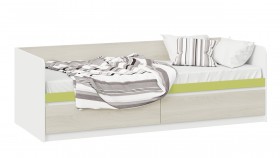 Кровать «Сканди» с 2 ящиками Дуб Гарден/Белый/Зеленый в Новоалтайске - novoaltajsk.katalogmebeli.com | фото 1