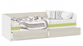 Кровать «Сканди» с 2 ящиками Дуб Гарден/Белый/Зеленый в Новоалтайске - novoaltajsk.katalogmebeli.com | фото 2