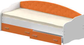 Кровать Софа-7 с мягкой спинкой (800х2000) Белый/Оранжевый в Новоалтайске - novoaltajsk.katalogmebeli.com | фото 1