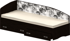 Кровать Софа-9 с мягкой спинкой с рисунком Милана (900х1900) Венге в Новоалтайске - novoaltajsk.katalogmebeli.com | фото 1