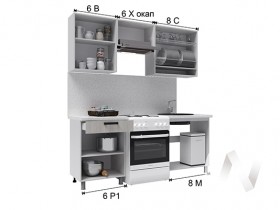 Кухня Салли 2.0 м с окапом (белый/сандал белый, серый/26 мм/дуб вотан) в Новоалтайске - novoaltajsk.katalogmebeli.com | фото 3