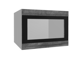 Лофт ВПГСФ 600 шкаф верхний горизонтальный со стеклом высокий с фотопечатью (Дуб бурый/корпус Серый) в Новоалтайске - novoaltajsk.katalogmebeli.com | фото