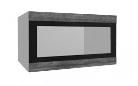 Лофт ВПГСФ 800 шкаф верхний горизонтальный со стеклом высокий с фотопечатью (Дуб бурый/корпус Серый) в Новоалтайске - novoaltajsk.katalogmebeli.com | фото