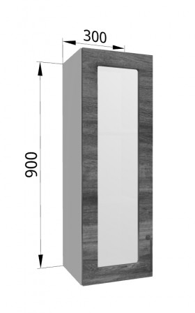 Лофт ВПС 300 шкаф верхний со стеклом высокий (Дуб бурый/корпус Серый) в Новоалтайске - novoaltajsk.katalogmebeli.com | фото