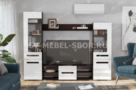 Мебель для гостиной МГС 6 (Исполнение 1/Венге/Белый глянец) в Новоалтайске - novoaltajsk.katalogmebeli.com | фото 1