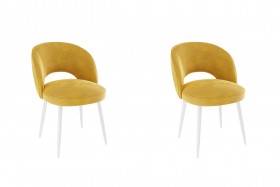 Набор стульев Моли 2 шт (жёлтый велюр/белый) в Новоалтайске - novoaltajsk.katalogmebeli.com | фото