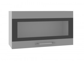 Ройс ВПГСФ 800 Шкаф верхний горизонтальный со стеклом с фотопечатью высокий (Белый софт/корпус Серый) в Новоалтайске - novoaltajsk.katalogmebeli.com | фото