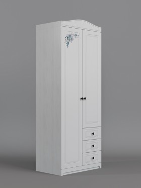 Шкаф 2-х створчатый с ящиками Бэлла (Выбеленное дерево/Белый) в Новоалтайске - novoaltajsk.katalogmebeli.com | фото
