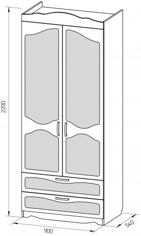 Шкаф 2-х створчатый с ящиками серии Иллюзия 08 Шоколад в Новоалтайске - novoaltajsk.katalogmebeli.com | фото 2
