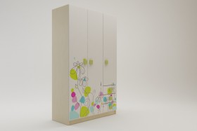 Шкаф 3-х створчатый с ящиками Флёр (Белый/корпус Клен) в Новоалтайске - novoaltajsk.katalogmebeli.com | фото