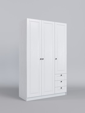 Шкаф 3-х створчатый с ящиками Классика (Белый/корпус Выбеленное дерево) в Новоалтайске - novoaltajsk.katalogmebeli.com | фото