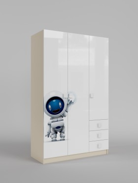 Шкаф 3-х створчатый с ящиками Санни (Белый/корпус Клен) в Новоалтайске - novoaltajsk.katalogmebeli.com | фото