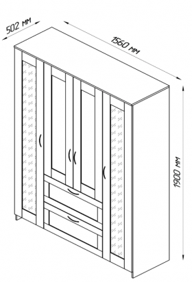 Шкаф четырехдверный Сириус с 2 зеркалами и 2 ящиками белый в Новоалтайске - novoaltajsk.katalogmebeli.com | фото 2