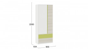 Шкаф для одежды комбинированный «Сканди» Дуб Гарден/Белый/Зеленый в Новоалтайске - novoaltajsk.katalogmebeli.com | фото 5