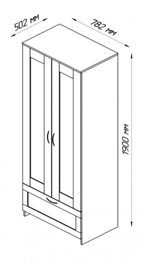 Шкаф двухдверный Сириус с 1 ящиком белый в Новоалтайске - novoaltajsk.katalogmebeli.com | фото 2