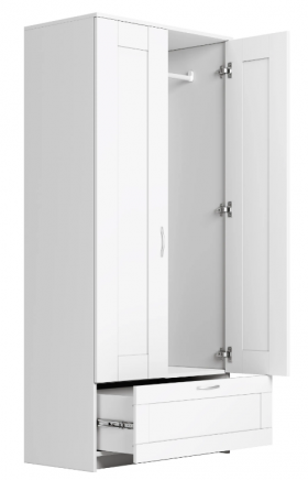 Шкаф двухдверный Сириус с 1 ящиком белый в Новоалтайске - novoaltajsk.katalogmebeli.com | фото 3