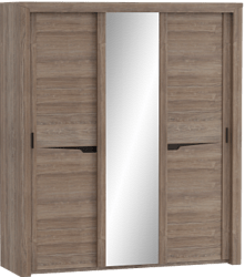 Шкаф трехдверный Соренто с раздвижными дверями Дуб стирлинг/Кофе структурный матовый в Новоалтайске - novoaltajsk.katalogmebeli.com | фото